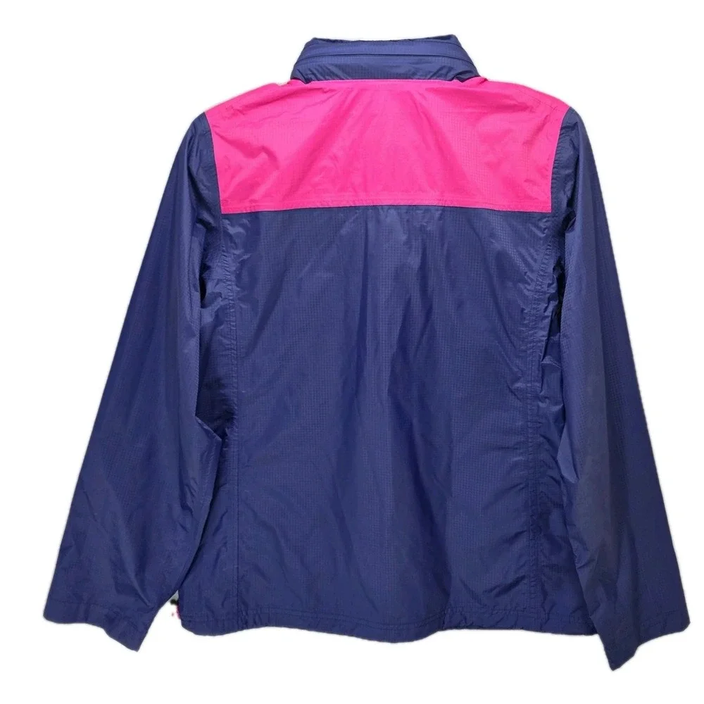Vineyard Vines Rain Jacket Womens‎ Small Windbreaker Qtr Zip Hide Away Hood Blue